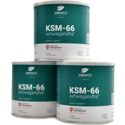 Natures Finest KSM-66 Ashwagandha Powder 3 x 150 g – Hledejceny.cz
