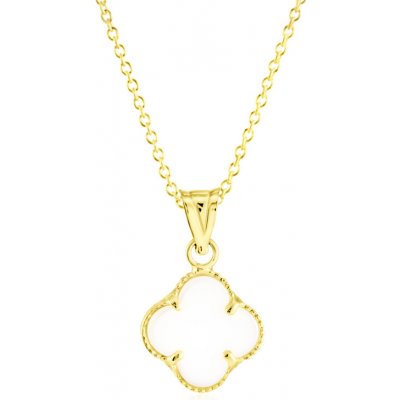 Gemmax Jewelry Zlatý řetízek se čtyřlístkem s perletí ve stylu vintage GLSYD-41581-12491