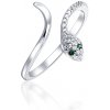 Prsteny JVD Dámský stříbrný prsten se zirkony a zelenými smaragdy had SVLR0638XE9BI