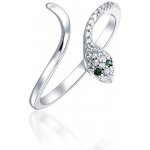 JVD Dámský stříbrný prsten se zirkony a zelenými smaragdy had SVLR0638XE9BI – Zboží Mobilmania