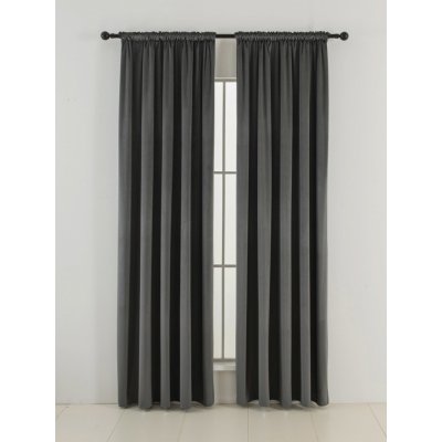 MKLuzkoviny.cz Sametové zatemňovací závěsy Cesar tmavě šedé - 140 x 160 cm (2ks) - řasící stuha – Hledejceny.cz