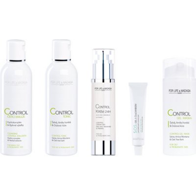 For Life & Madaga control čisticí emulze 200 ml + Control Tonic 200 ml + Control krém 24H 50 ml + S.O.S. Gel s čajovníkem 18 ml + Control gel-maska 100 ml dárková sada – Hledejceny.cz