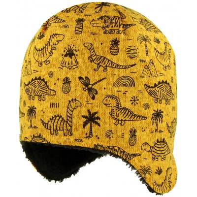 RDX zimní čepice na uši Dinošci Žlutá – Zboží Mobilmania