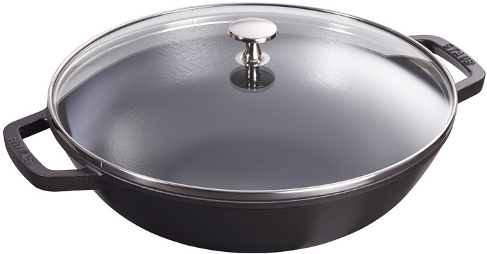 Staub wok se skleněnou poklicí 37cm černý