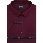 AMJ pánská košile s vytkávaným síťovaným vzorem krátký rukáv slim-fit VKSR1456 vínová – Zboží Dáma