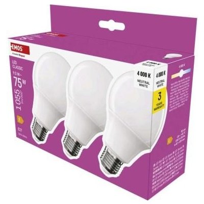 EMOS LED žárovka Classic A60 E27 9,5 W 75 W 1055 lm neutrální bílá ZQ5E53.3 – Hledejceny.cz