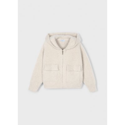 Mayoral svetr rozepínací s kapucí a chloupkem smetanový – Zboží Dáma