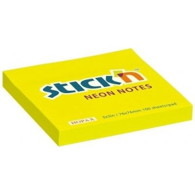 Bloček samolepicí Stick'n Hopax, 76x76 mm, neonově žlutý, 100 lístků – Hledejceny.cz