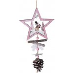 Závěs dřevo zvíře ve tvaru Sněhulák hvězdě bílá a růžová – Hledejceny.cz