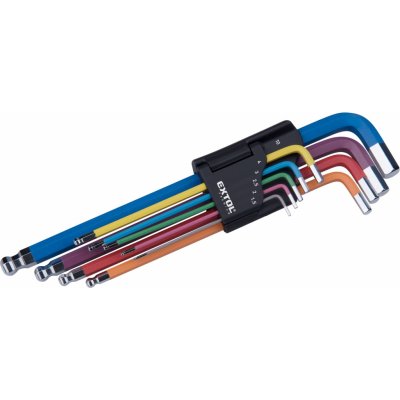 Fortum L-klíče IMBUS prodloužené barevné, sada 9ks, s kuličkou, 1,5-10mm S2 8819316 – Sleviste.cz