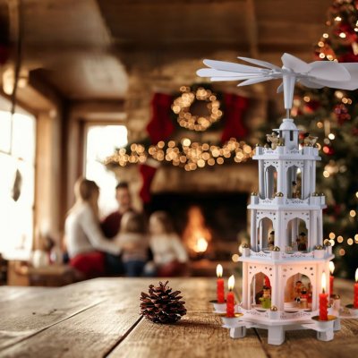 Spielwerk® Dřevěná vánoční pyramida XL 60x20x20cm | bílá – Hledejceny.cz