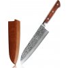 Kuchyňský nůž UG Grill Pouzdro na nůž Santoku hammer 18,5 32 cm Damašková ocel dřevo palisandr