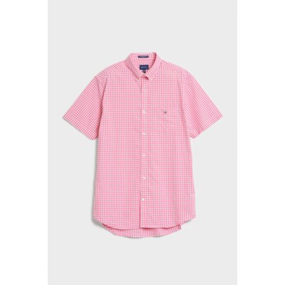 Gant košile reg broadcloth gingham SS BD růžová – Zboží Mobilmania