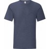 Pánské Tričko Fruit of the Loom Lehké rovné bavlněné tričko Iconic modrý námořní melír F130