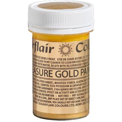 Sugarflair Tekutá glitterová barva Treasure Gold Paint Bez E171 20 g