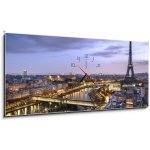 Obraz s hodinami 1D panorama - 120 x 50 cm - Panorama de la ville de Paris avec la Tour Eiffel Panorama z Paříže s výhledem na Tour Eiffel – Zbozi.Blesk.cz