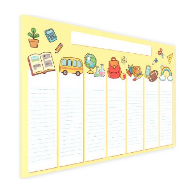 ALLboards Magnetická bezrámová kovová tabule s potiskem 60 x 40 cm - žlutý rozvrh – Hledejceny.cz