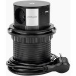 ORNO blok zásuvek 3x2P+E s a USB nabíječkou, Qi 1.2.4 max.10W, 2xUSB QC 3.0, O10 cm, kabel 1.5m – Hledejceny.cz
