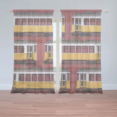 Sablio Záclony Lisabonské historické tramvaje Červený Pattern: 2ks 150x250cm – Hledejceny.cz