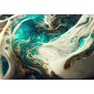 WEBLUX 538117667 Fototapeta papír Spectacular image of teal and white liquid ink churning together rozměry 184 x 128 cm