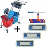 Uklidshop Úklidový vozík DOUBLE VAK 2 x 25 l + FLIPPER Mop sestava se 3 návleky – HobbyKompas.cz