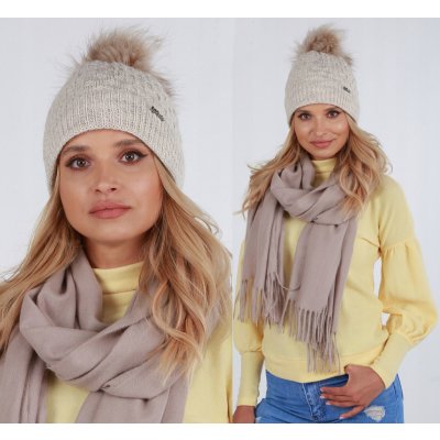 Fashionweek dámská zimní čepice s bambulí Jenot ZIZI-P15 Béžový – Hledejceny.cz