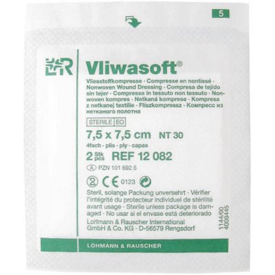 Vliwasoft Komprese sterilní 7,5 x 7,5 cm/4vrs. 2 ks