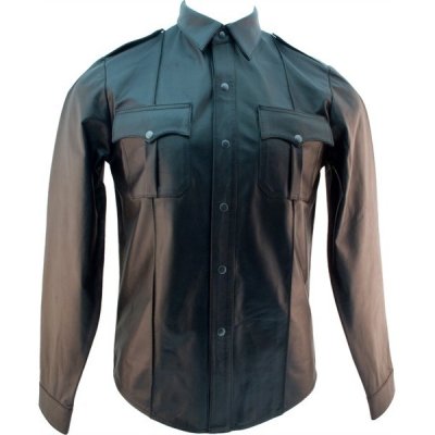 Police shirt Long Sleeves kožená policejní košile s dlouhými rukávy