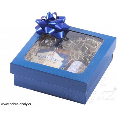 Dárková krabice M s průhledným víkem MODRÁ – Zboží Dáma