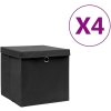 Úložný box Shumee Úložné boxy s víky 4 ks 28 x 28 x 28 cm černé