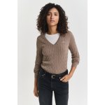 GANT STRETCH COTTON CABLE V-NECK TAUPE BEIGE – Zbozi.Blesk.cz