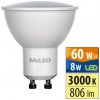 Žárovka MCLED žárovka LED 8W-60 GU10 3000K 100°