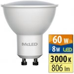 MCLED žárovka LED 8W-60 GU10 3000K 100° – Zboží Mobilmania
