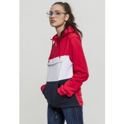 Ladies Color Block Sweat Pull Over Hoody firered/navy/white
