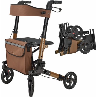 Goleto Čtyřkolové hnědé chodítko pro seniory Rollator – Zboží Dáma