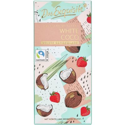 Das Exquisite Bílá čokoláda s kokosem jahodami a křupinkami 100 g – Zboží Dáma