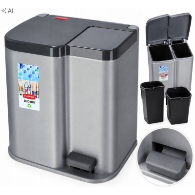 Curver ST2211421 DUO BIN 21 l stříbrný / černý – Zboží Mobilmania