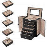 Songmics šperkovnice se zrcátkem 5 zásuvek černá – Hledejceny.cz