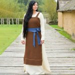 Battle Merchant Vlněná vikinská šatová zástěra Annik Diamantový kepr hnědá – Zboží Dáma