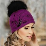 Willi dámská čepice s bambulí W-0077/549 purpurová – Hledejceny.cz