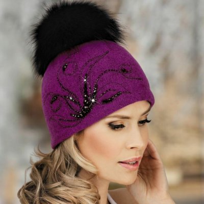 Willi dámská čepice s bambulí W-0077/549 purpurová – Hledejceny.cz