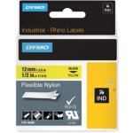 Originální páska do tiskárny Dymo štítků, Dymo, 18490, černý tisk/žlutý podklad, 3.5m, 12mm, RHINO flexibilní nylonová – Zboží Živě