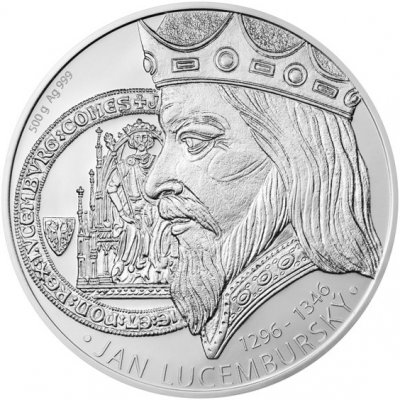 Česká mincovna Stříbrná půlkilogramová medaile Jan Lucemburský - zahájení ražby mincí stand 500 g – Zboží Dáma