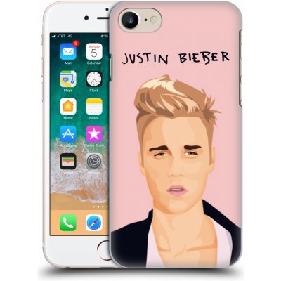 Plastové pouzdro pro mobil Apple Iphone 7/8/SE 2020 Justin Bieber kreslená tvář růžové pozadí (Obal, kryt na mobil z plastu Apple Iphone 7/8/SE 2020 Originální obal Justin Bieber kresba tvář růžové po
