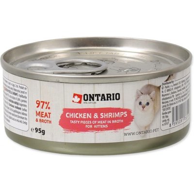 Ontario Cat Kitten Chicken Pieces a Shrimp 95 g – Sleviste.cz
