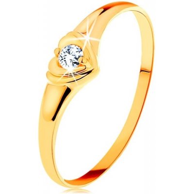 Šperky Eshop Zlatý prsten blýskavé srdíčko se vsazeným kulatým zirkonem S3GG157.66