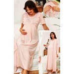 Kojící a těhotenská košilka a pruhovaný župan v kompletu v dlouhé délce 1G0616 oranžová – Hledejceny.cz