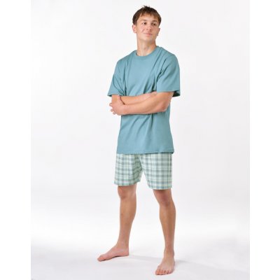Gina pánské pyžamo krátké pánské šité,s potiskem pyžama 2025 79188P měsíc aqua – Sleviste.cz