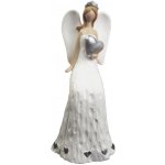 Indecor X12058 Anděl keramický srdce bílo-stříbrný 8x6x16 cm – Sleviste.cz