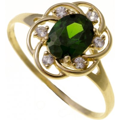 Zlatnictví Zlatíčko zlatý prsten se zeleným kamenem 111.00002 – Zboží Mobilmania